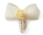 Ivory Ribbon Bow with Beads