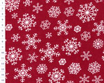 Bavlnená látka Christmas OAP Red, White Snowflakes