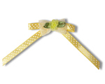Dotted Yellow Ribbon Bow with Rose