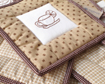 Potholder, patchwork with embroidery - Brown