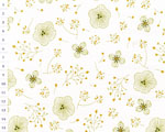 Cotton fabric CZL White, green-yellow flowers