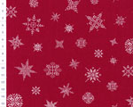 Cotton fabric Christmas KD Red, Embro Snowflakes