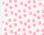 Cotton fabric KD Pink Poppy on White