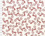 Cotton fabric OA Deep Red, Floral - White